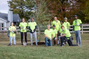 A group of volunteers posed for a picture during the annual Purdue Day of Service.