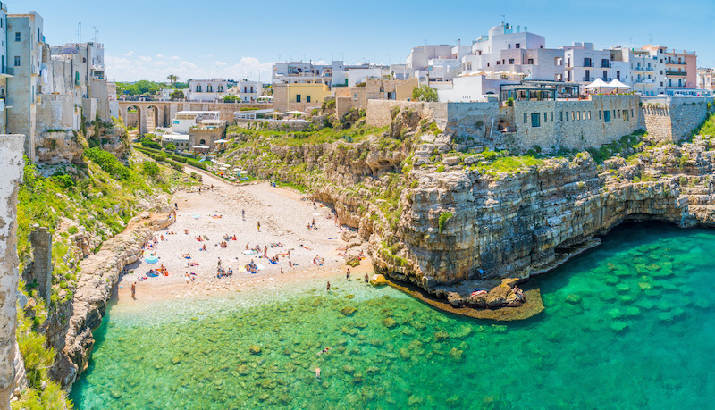 Scenic sight in Polignano a Mare, Bari Province, Apulia (Puglia), southern Italy.