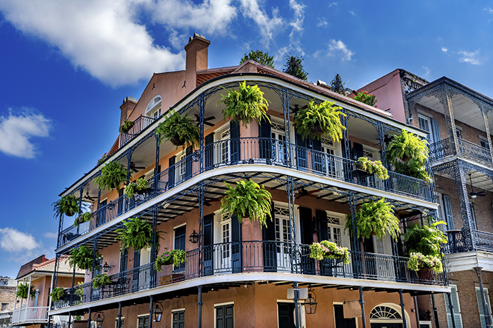Old Colonial Building French Quarter Dumaine street New Orleans Louisiana. Completed in 1700s