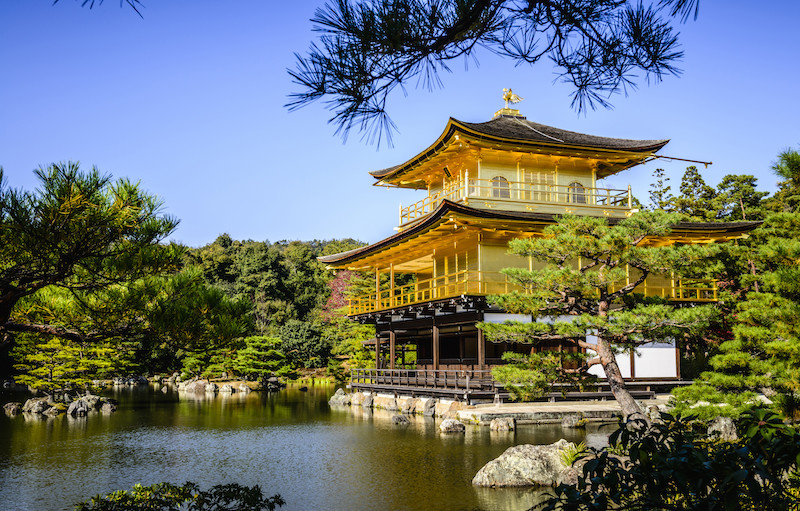 Gold Temple over still lake, Kyoto, Japan
