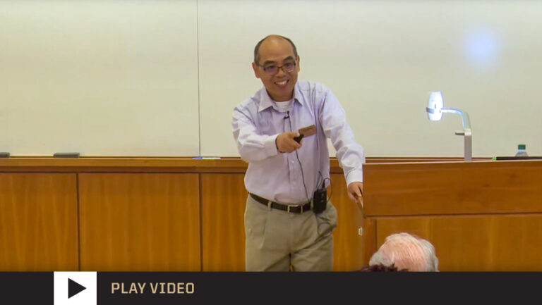 An image showing Dr. Songlin Fei interacting with the Back to Class Audience