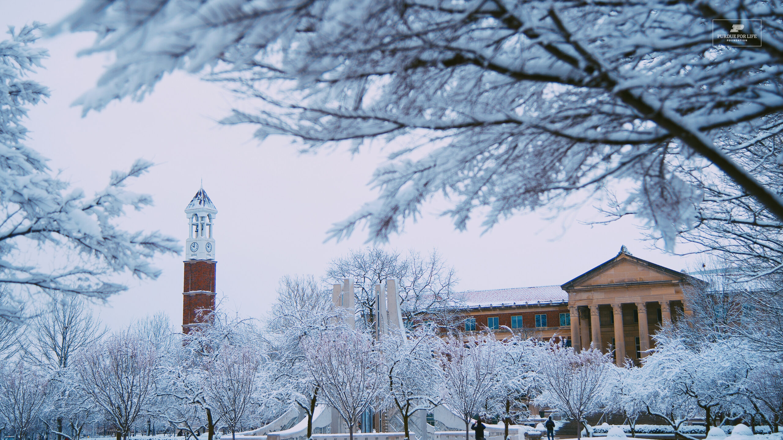Purdue University campus during the winter time.