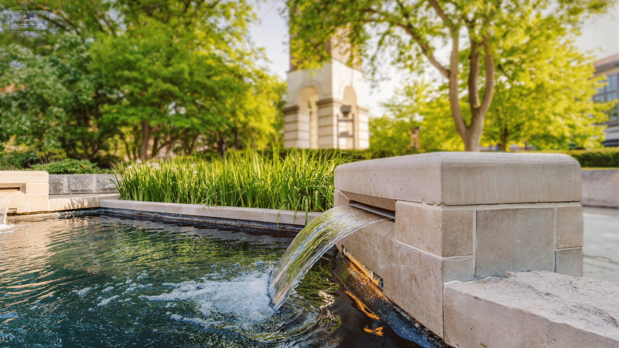Image showing an outdoor water fountain on Purdue's campus.