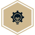 Icon showing a gear with a lightbulb in the middle