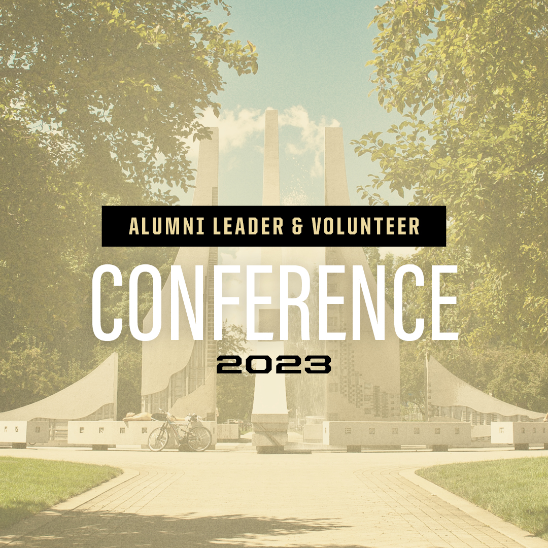 An image of Purdue Campus with text overlay reading, "Alumni Leaders & Volunteer Conference 2023."