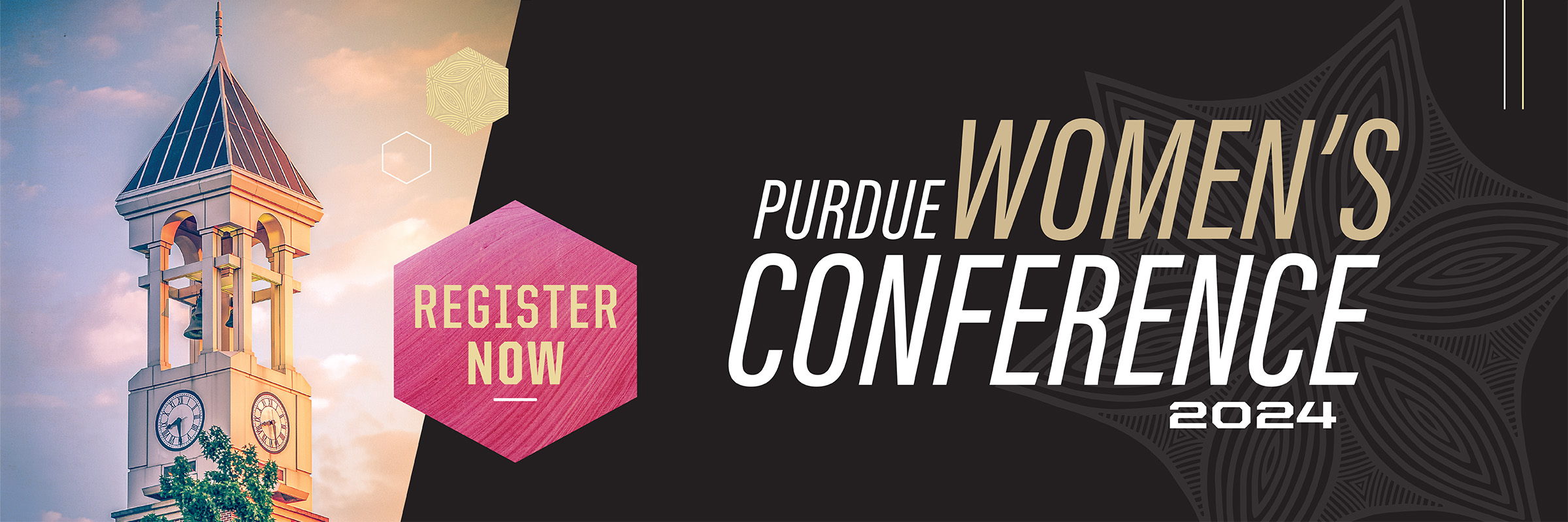Image displaying the Purdue Women's Conference 2024 website banner with text inviting people to register.