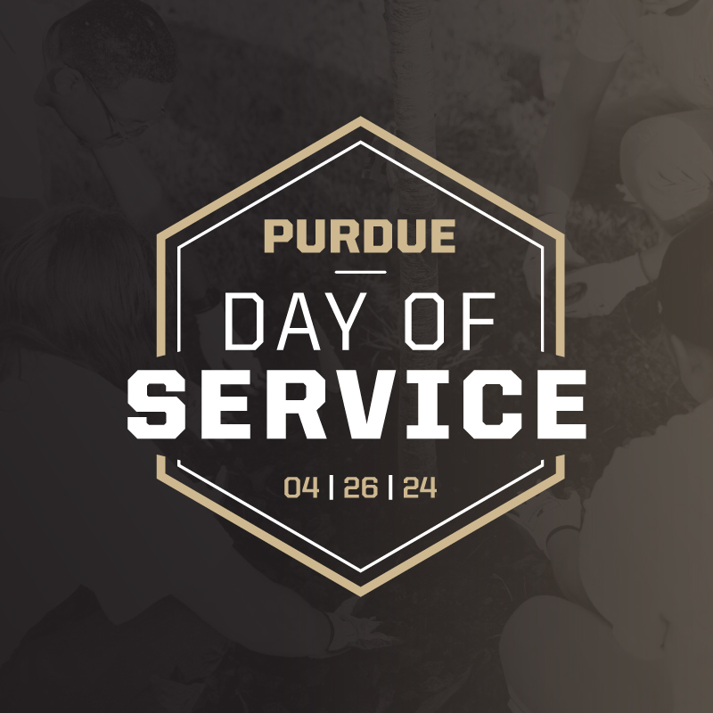 Purdue Day of Service 2024 hexagon icon.