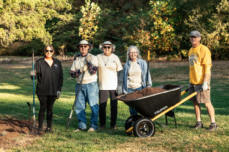 Volunteers spread 70 cubic yards of mulch during the fall 2025 Purdue Day of Service.