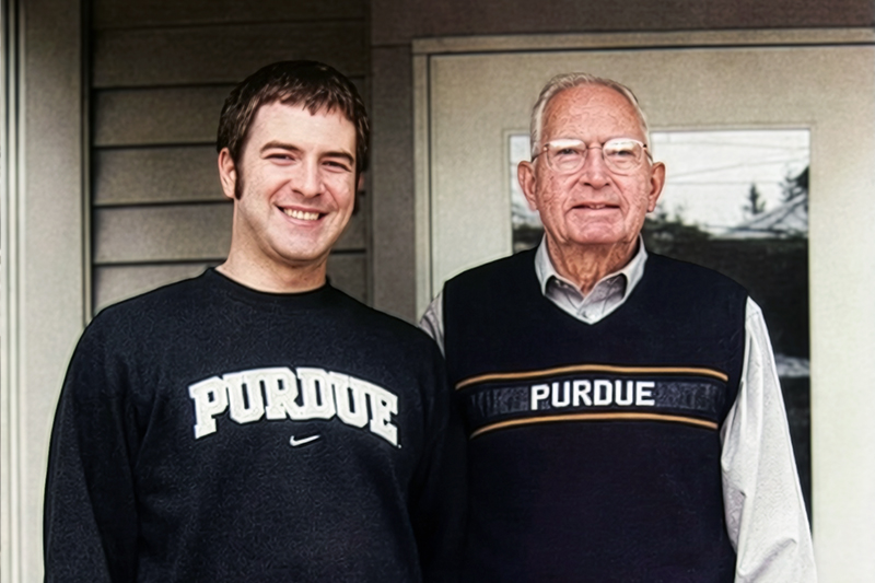 Burke Eizinger with his grandfather, the late Dale Eizinger.