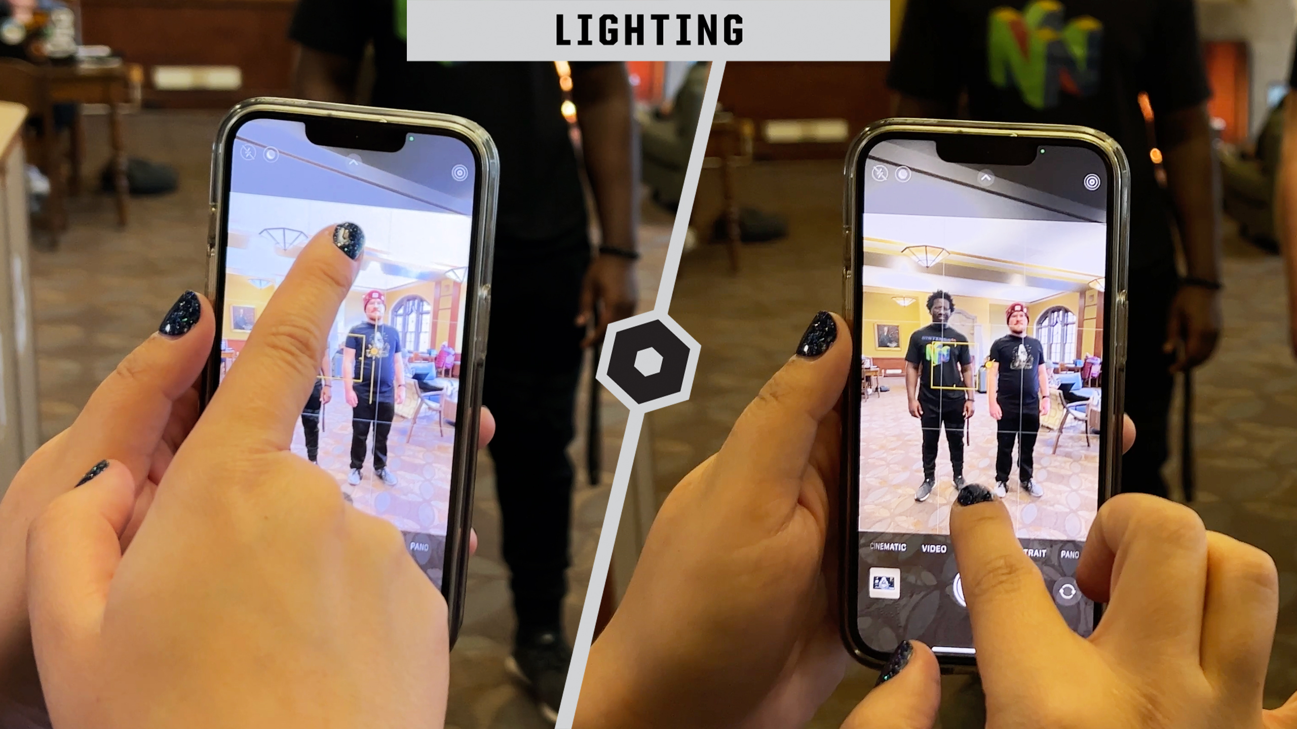 Split Image showing how you can adjust brightness before taking a picture