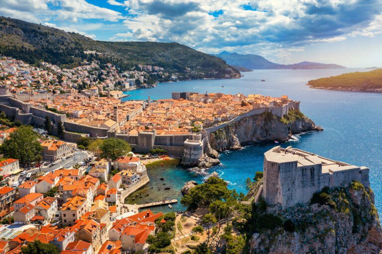 Fort Lovrijenac of Dubrovnik city of Croatia. Lovrijenac fortress, over the West Harbour. Dubrovnik historic city of Croatia in Dalmatia. UNESCO World Heritage Site.