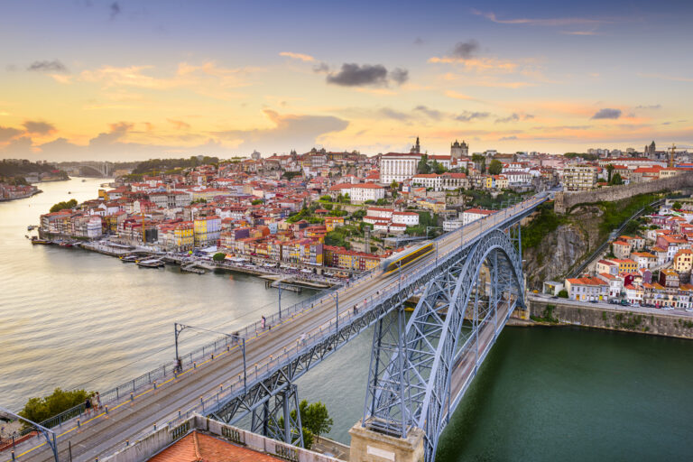 Porto, Portugal cityscape on the Douro River.