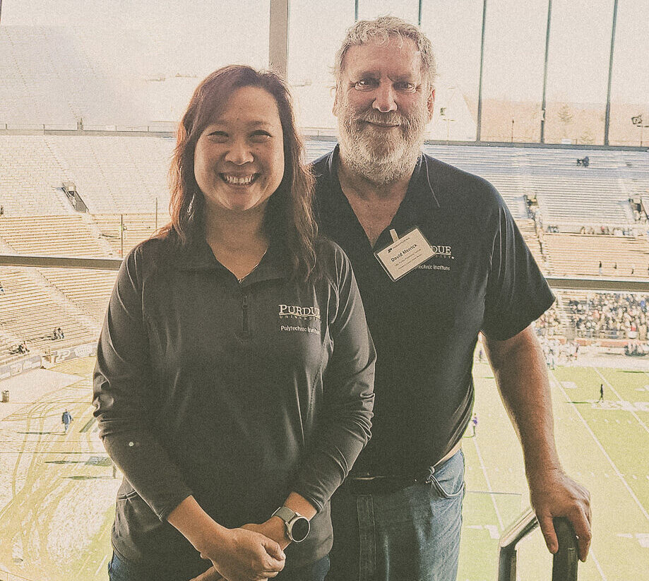 Photo of Purdue alumni and donors April Cheung and David Merrick.