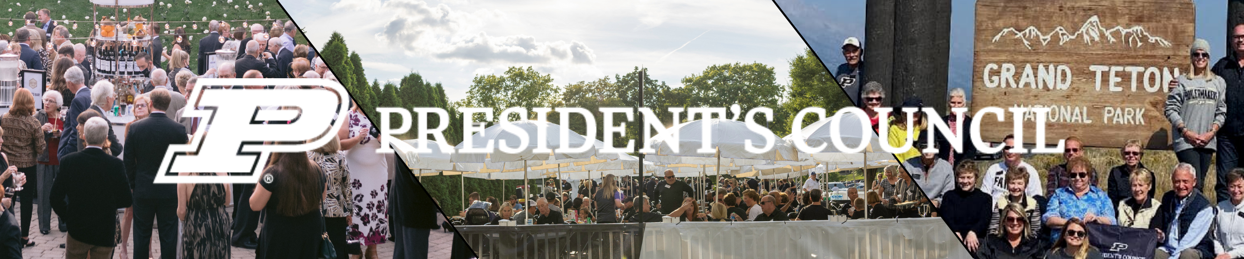 Purdue President's Council Banner featuring 3 President's Council events