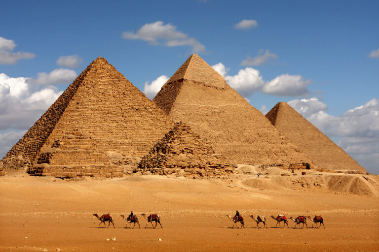 An image of Giza Pyramids in Egypt.