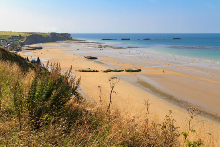 Normandy Landings, remains of artificial port at Arromanches-les-Bains, France