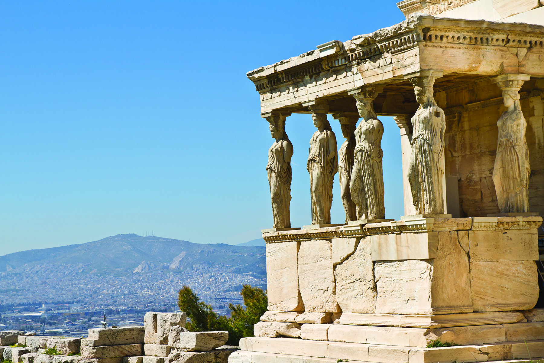 The Caryatid porch in Athens, Greece.