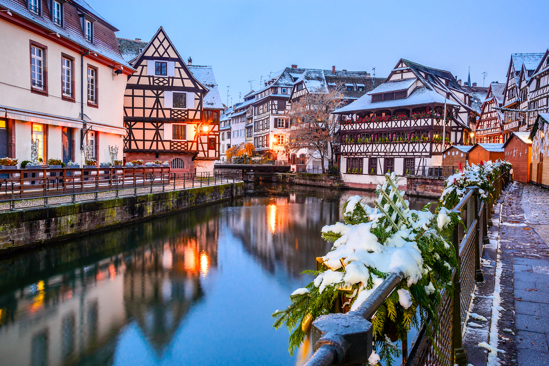 Strasbourg, France. Christmas Market in Petite France old district of Strassburg in Alsace.