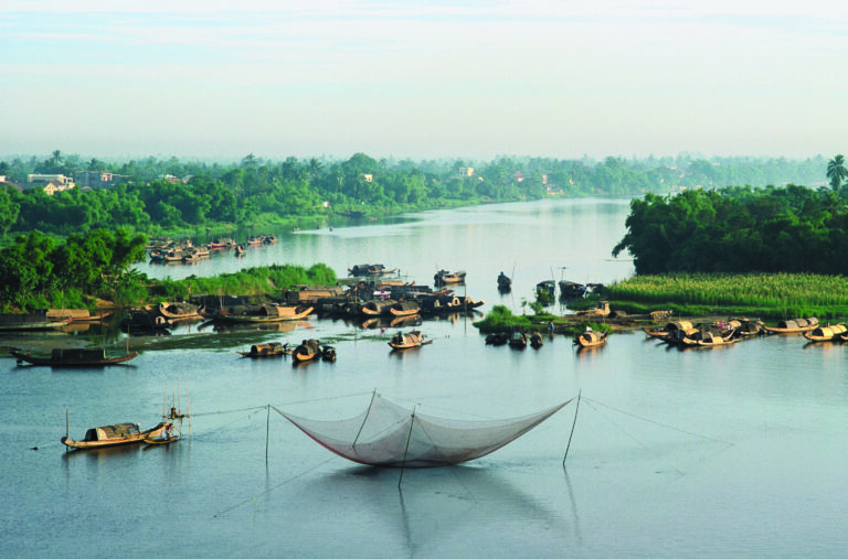 Picture shows finishing boats in Vietnam.