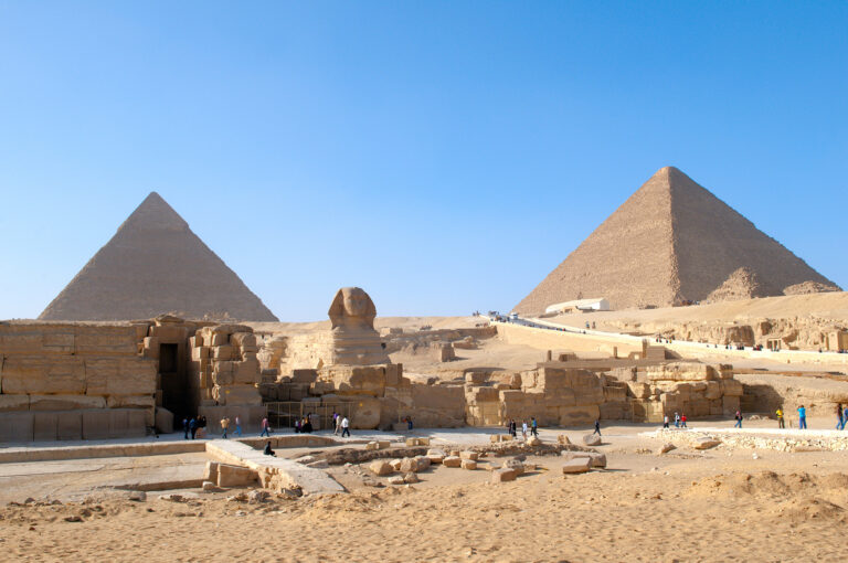 Pyramids and Sphinx of Giza, Egypt.