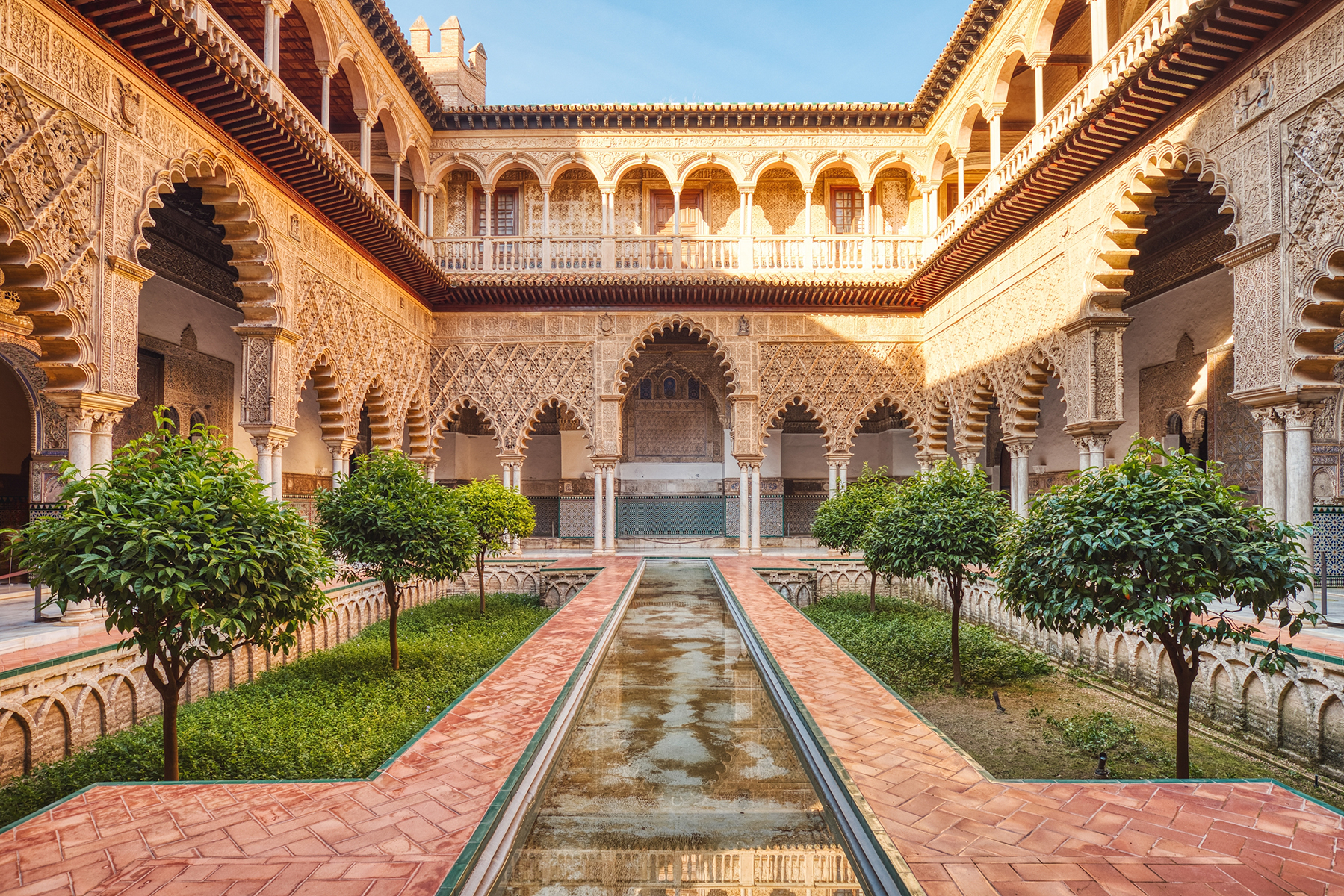 Courtyard in the Royal Alcazar of Seville (Real Alcazar de Sevilla), Seville, Spain