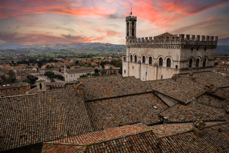 Gubbio city center with "Palazzo Dei Consoli" and "Piazza Della