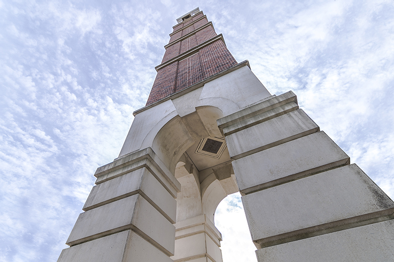 Purdue's Bell Tower on a sunny day