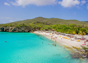 Aerial view of a beach in Curacao