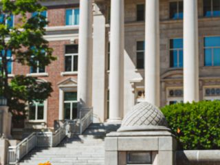 Scenic view of Purdue University's Hovde Hall during a summer day