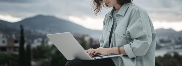 Woman working on a laptop