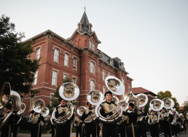 Purdue University All-American Band members near the University Hall.