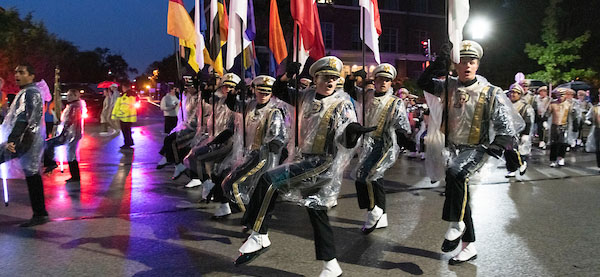 Purdue’s “All-American” Marching Band performing in the Homecoming parade.