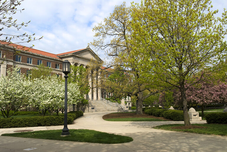 Spring campus scenes.